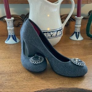 Lindsay Phillips Gray Felt W/ Sparkle Heels 6M